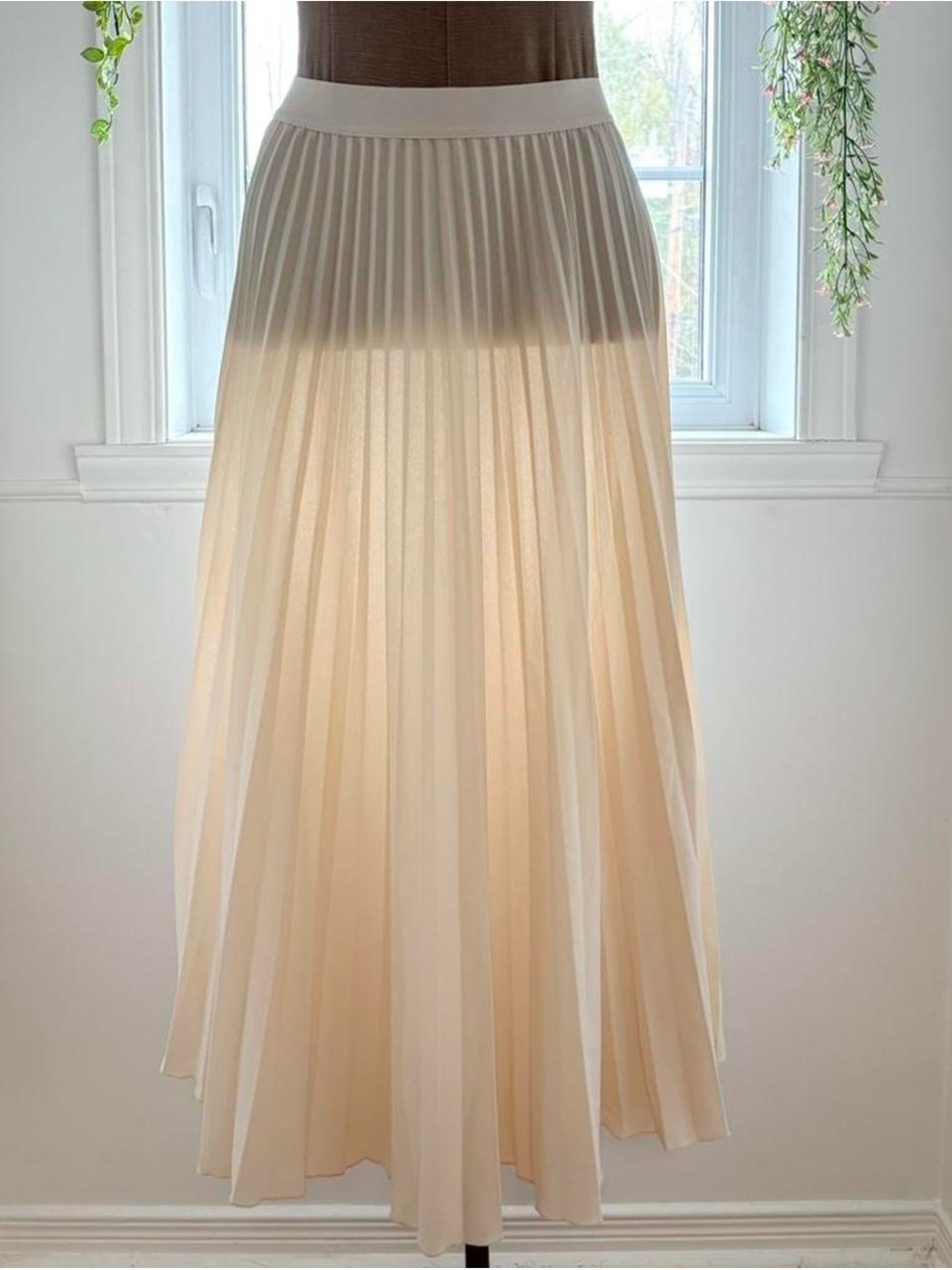 H&M Cream Pleated Maxi Skirt
